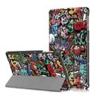 For Honor Pad 7 10.1inch/X8/X8 Lite Custer Painted Painted 3-folding Holder Tablet PC Leather Case(Graffiti) - 1