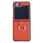 For Samsung Galaxy Z Flip5 Solid Color Litchi Leather Texture Protective Phone Case with Ring(Red) - 1