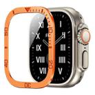 For Apple Watch Ultra 49mm Number Ring Metal Frame Integrated Tempered Film(Orange) - 1