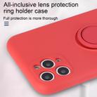 For iPhone 11 Solid Color Liquid Silicone Shockproof Full Coverage Protective Case with Ring Holder & Lanyard(Red) - 9