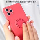 For iPhone 11 Solid Color Liquid Silicone Shockproof Full Coverage Protective Case with Ring Holder & Lanyard(Red) - 11