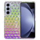 For Samsung Galaxy Z Fold5 Colorful Diamond Texture PC Phone Case(Gradient Pink Green) - 1