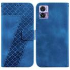 For Motorola Edge 30 Neo Seven-shaped Embossed Leather Phone Case(Blue) - 1