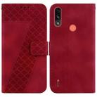 For Motorola Moto E7 Power/E7i Power 7-shaped Embossed Leather Phone Case(Red) - 1