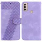 For Motorola Moto E20/E30/E40 7-shaped Embossed Leather Phone Case(Purple) - 1