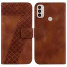 For Motorola Moto E20/E30/E40 Seven-shaped Embossed Leather Phone Case(Brown) - 1