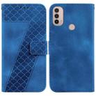 For Motorola Moto E20/E30/E40 7-shaped Embossed Leather Phone Case(Blue) - 1
