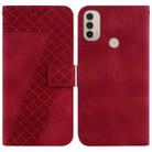 For Motorola Moto E20/E30/E40 Seven-shaped Embossed Leather Phone Case(Red) - 1