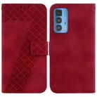 For Motorola Edge 20 Pro 7-shaped Embossed Leather Phone Case(Red) - 1