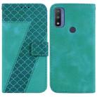 For Motorola G Pure Seven-shaped Embossed Leather Phone Case(Green) - 1