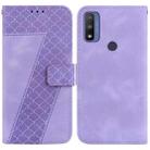 For Motorola G Pure 7-shaped Embossed Leather Phone Case(Purple) - 1