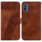 For Motorola G Pure 7-shaped Embossed Leather Phone Case(Brown) - 1