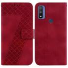 For Motorola G Pure Seven-shaped Embossed Leather Phone Case(Red) - 1