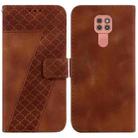 For Motorola Moto G9 Play/E7 Plus Seven-shaped Embossed Leather Phone Case(Brown) - 1