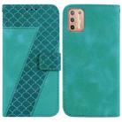 For Motorola Moto G9 Plus 7-shaped Embossed Leather Phone Case(Green) - 1