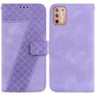 For Motorola Moto G9 Plus 7-shaped Embossed Leather Phone Case(Purple) - 1