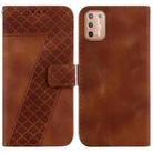 For Motorola Moto G9 Plus 7-shaped Embossed Leather Phone Case(Brown) - 1