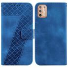 For Motorola Moto G9 Plus 7-shaped Embossed Leather Phone Case(Blue) - 1