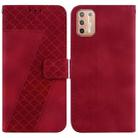 For Motorola Moto G9 Plus 7-shaped Embossed Leather Phone Case(Red) - 1