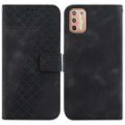 For Motorola Moto G9 Plus Seven-shaped Embossed Leather Phone Case(Black) - 1