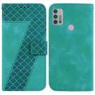 For Motorola Moto G30/G10/G20/G10 Power 7-shaped Embossed Leather Phone Case(Green) - 1