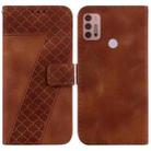 For Motorola Moto G30/G10/G20/G10 Power 7-shaped Embossed Leather Phone Case(Brown) - 1