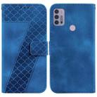 For Motorola Moto G30/G10/G20/G10 Power Seven-shaped Embossed Leather Phone Case(Blue) - 1