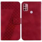 For Motorola Moto G30/G10/G20/G10 Power 7-shaped Embossed Leather Phone Case(Red) - 1