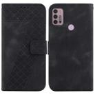 For Motorola Moto G30/G10/G20/G10 Power 7-shaped Embossed Leather Phone Case(Black) - 1