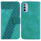 For Motorola Moto G31/G41 7-shaped Embossed Leather Phone Case(Green) - 1