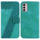 For Motorola Moto G42 Seven-shaped Embossed Leather Phone Case(Green) - 1