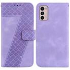 For Motorola Moto G42 Seven-shaped Embossed Leather Phone Case(Purple) - 1