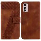 For Motorola Moto G42 7-shaped Embossed Leather Phone Case(Brown) - 1