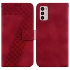 For Motorola Moto G42 7-shaped Embossed Leather Phone Case(Red) - 1