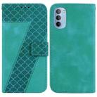 For Motorola Moto G51 7-shaped Embossed Leather Phone Case(Green) - 1