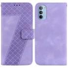 For Motorola Moto G51 7-shaped Embossed Leather Phone Case(Purple) - 1