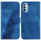 For Motorola Moto G51 Seven-shaped Embossed Leather Phone Case(Blue) - 1