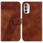 For Motorola Moto G52 7-shaped Embossed Leather Phone Case(Brown) - 1