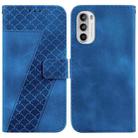 For Motorola Moto G52 7-shaped Embossed Leather Phone Case(Blue) - 1