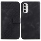 For Motorola Moto G52 Seven-shaped Embossed Leather Phone Case(Black) - 1