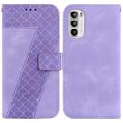 For Motorola Moto G52J JP Version 7-shaped Embossed Leather Phone Case(Purple) - 1