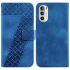 For Motorola Moto G52J JP Version 7-shaped Embossed Leather Phone Case(Blue) - 1