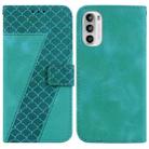 For Motorola Moto G62 5G Seven-shaped Embossed Leather Phone Case(Green) - 1