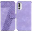 For Motorola Moto G62 5G Seven-shaped Embossed Leather Phone Case(Purple) - 1