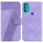 For Motorola Moto G71 5G 7-shaped Embossed Leather Phone Case(Purple) - 1