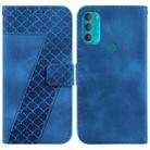 For Motorola Moto G71 5G 7-shaped Embossed Leather Phone Case(Blue) - 1