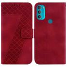 For Motorola Moto G71 5G 7-shaped Embossed Leather Phone Case(Red) - 1