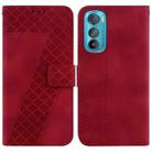 For Motorola Edge 30 Seven-shaped Embossed Leather Phone Case(Red) - 1