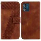 For Motorola Moto E13 7-shaped Embossed Leather Phone Case(Brown) - 1