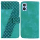 For Motorola Moto E22/E22i 7-shaped Embossed Leather Phone Case(Green) - 1